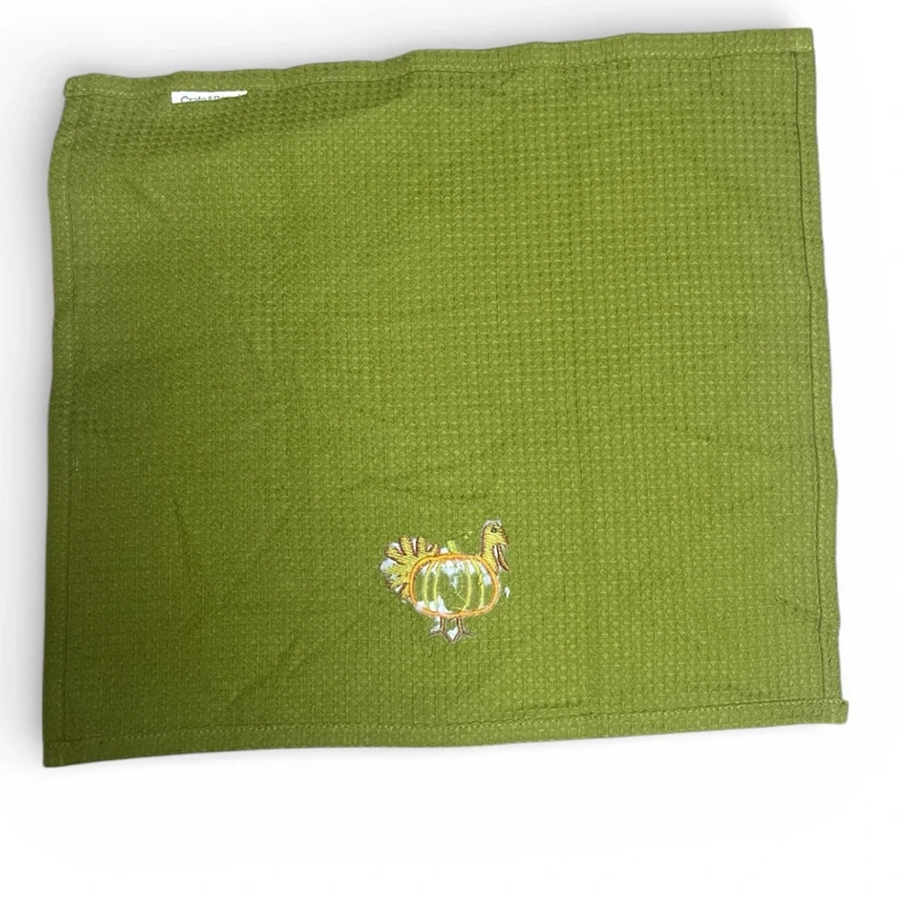 Crate&Barrel Orange and Green Turkey Kitchen Towels